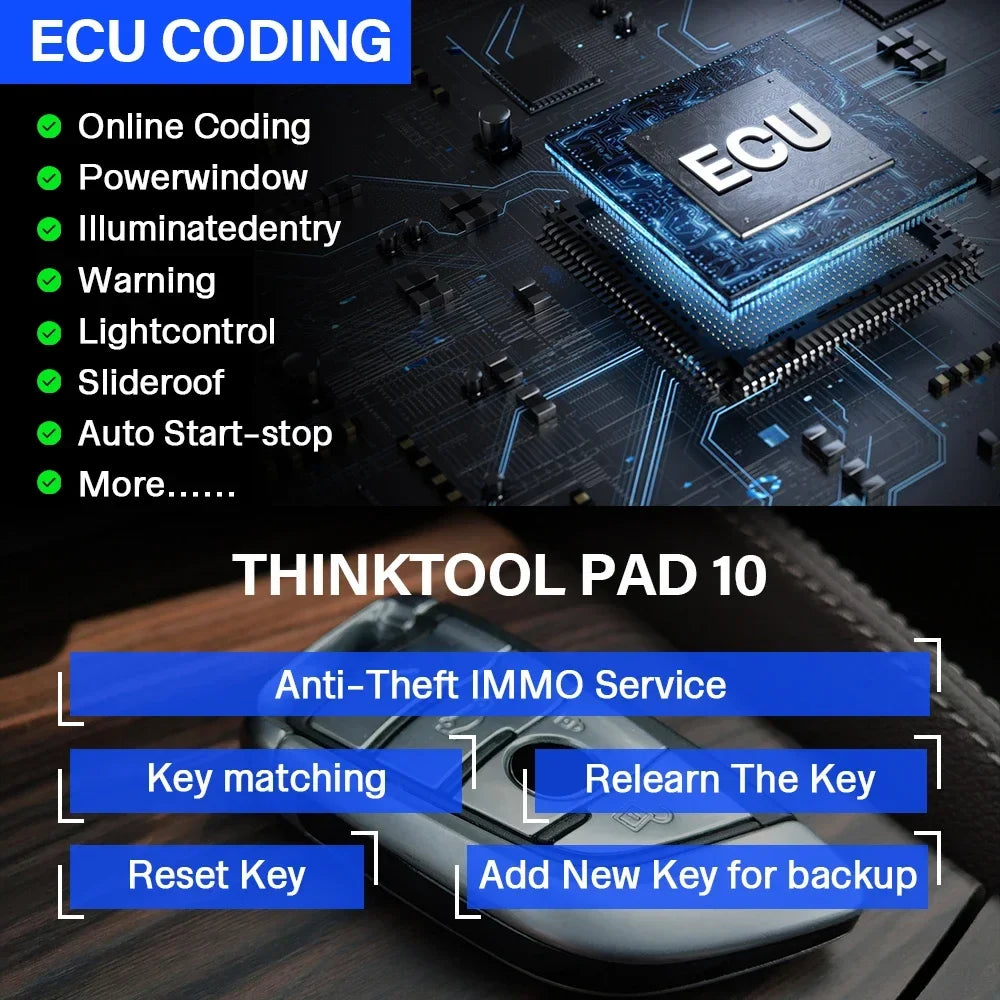 THINKCAR THINKTOOL PAD10 OBD2 Automotive Scanner for IMMO 34+ Reset TPMS Programming ECU Coding Active Test Car Diagnostic Tools
