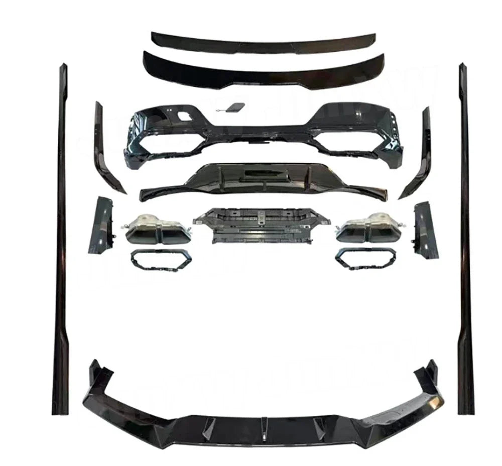ABS Body Kits Three section Front Lip Rear Lip Top Wing Tail Wing Side Skirt Black Throat for BMW 7 Series G70 Sport 2023+