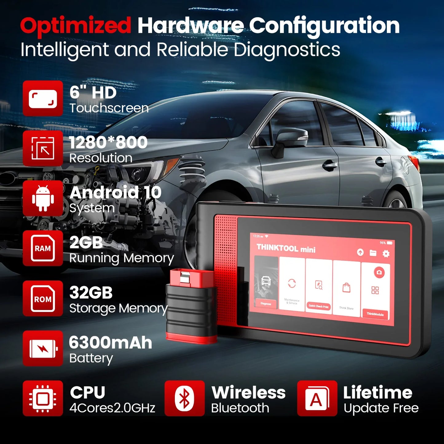 THINKCAR THINKTOOL MINI Professional Auto OBD2 Scanner Full System Clear Code Read 28 Reset Lifetime Free Car Diagnostic Tool