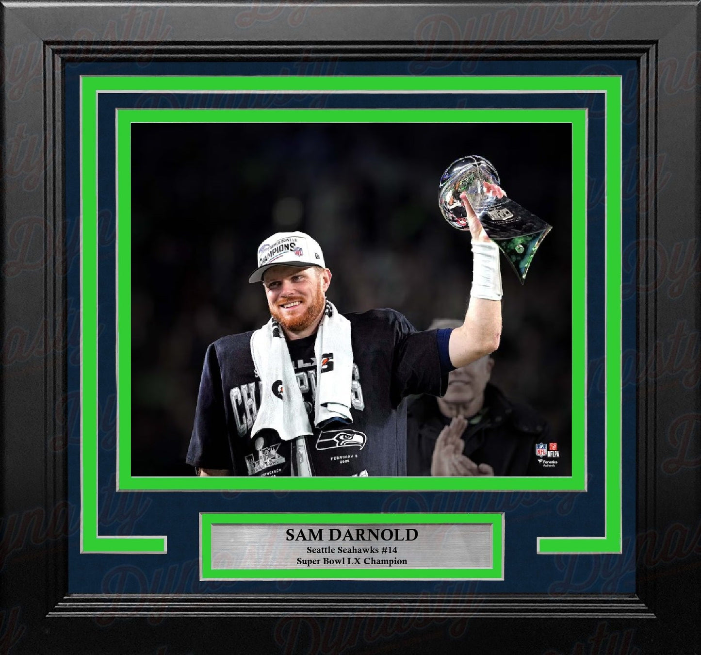 Sam Darnold Super Bowl LX Lombardi Trophy Seattle Seahawks 8" x 10" Framed Football Photo