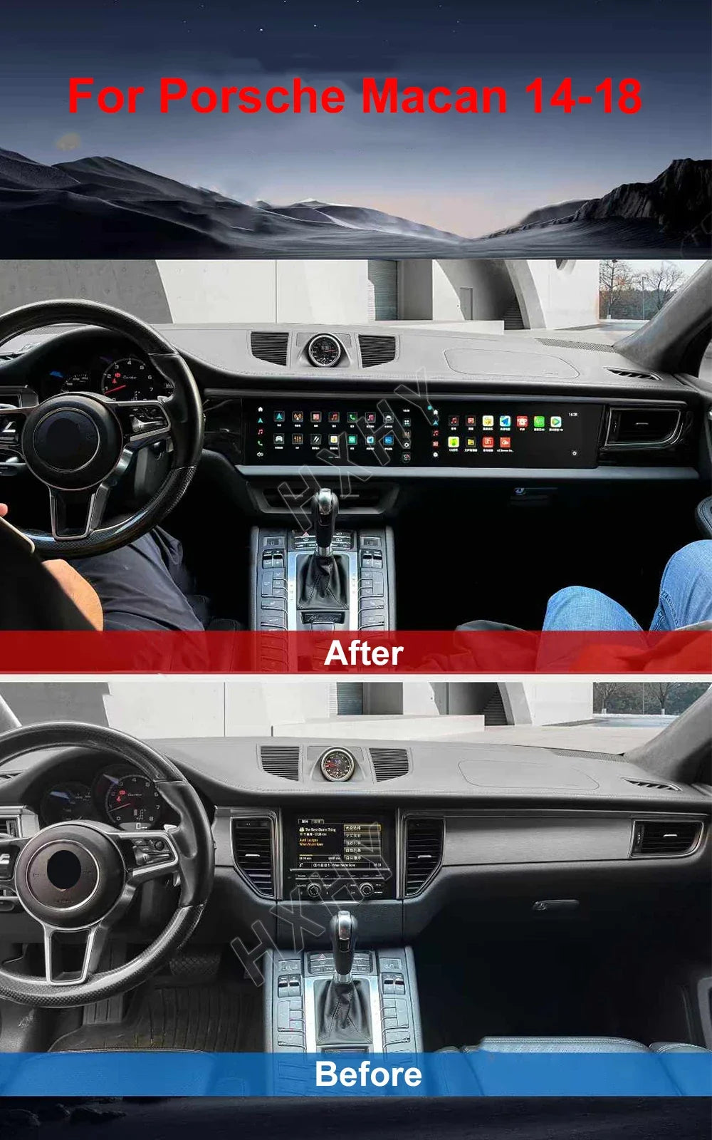Double Interactive Screen Android 13 8+128G car radio Car Multimedia Stereo For Porsche Macan 2014-2018 DSP 360 Navigation