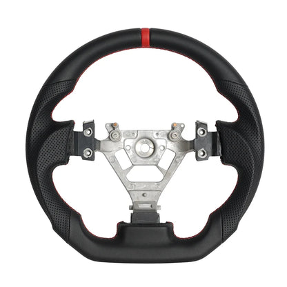 For Nissan 350Z Z33 2003-2008 LED Steering Wheel Carbon Fiber Perforated Leather Steering Wheel Flat Bottom Red Stitching