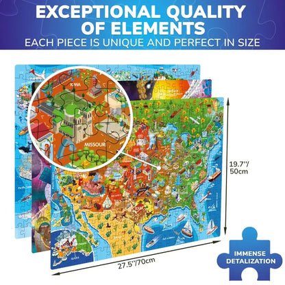 Set of 3 1000 Piece Map Jigsaw Puzzle Quokka