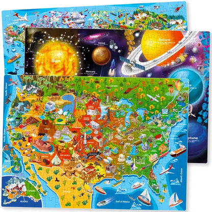 Set of 3 1000 Piece Map Jigsaw Puzzle Quokka