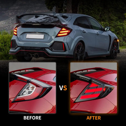 Taillights For Honda Civic Hatchback/Type R 2016-2022 FK7 FK8 10th Gen Tail Lamp Rear Fog Light LED Sequential Signal Assembly