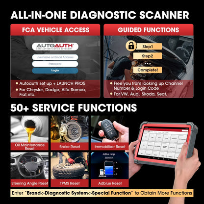 Launch X431 Pro5 Smartlink Car Diagnostic Tool ECU Programming Tool with J2534 SmartLink OBD2 Scanner