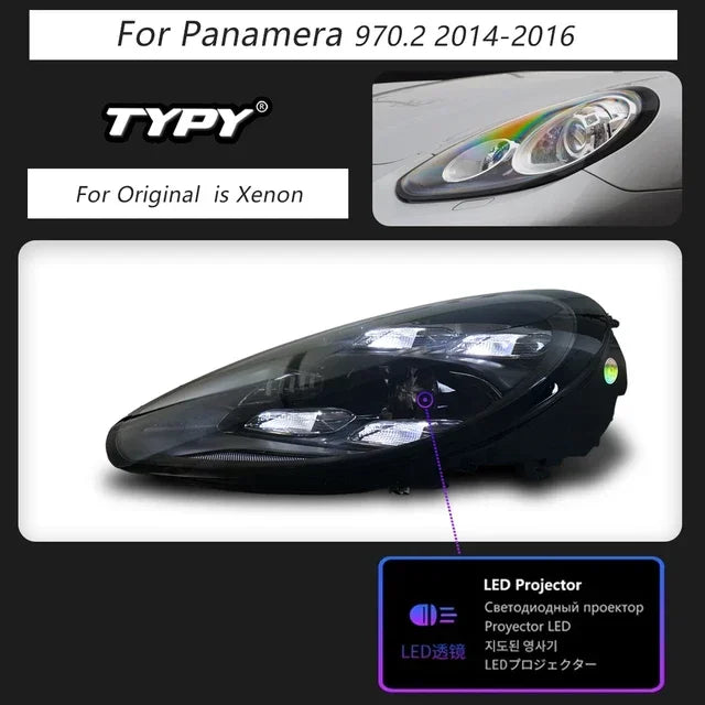 New LED Head Lamp Upgrade Modified For Porsche Panamera 970 Headlight 970.1 970.2 2010-2016 Dynamic Signal Auto Accessories