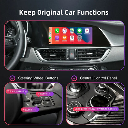 Wireless CarPlay Android Auto Retrofit Kit Decoder Box For Alfa Romeo Giulia Stelvio CarPlay Interface 2017-2020
