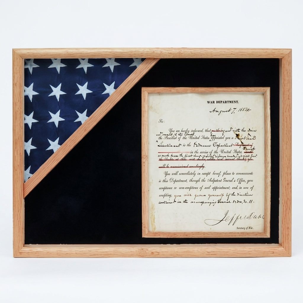 Shadow box for 3' x 5' flag with 8.5 x 11 Document holder