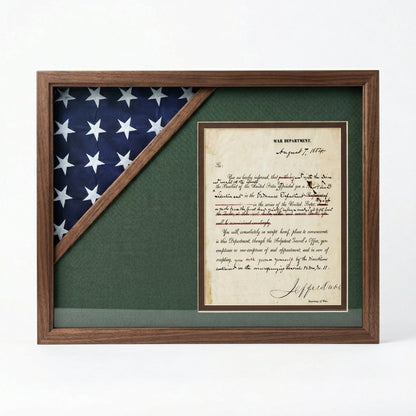 Shadow box for 3ft x 5ft flag with 8.5 x 11 Document holder