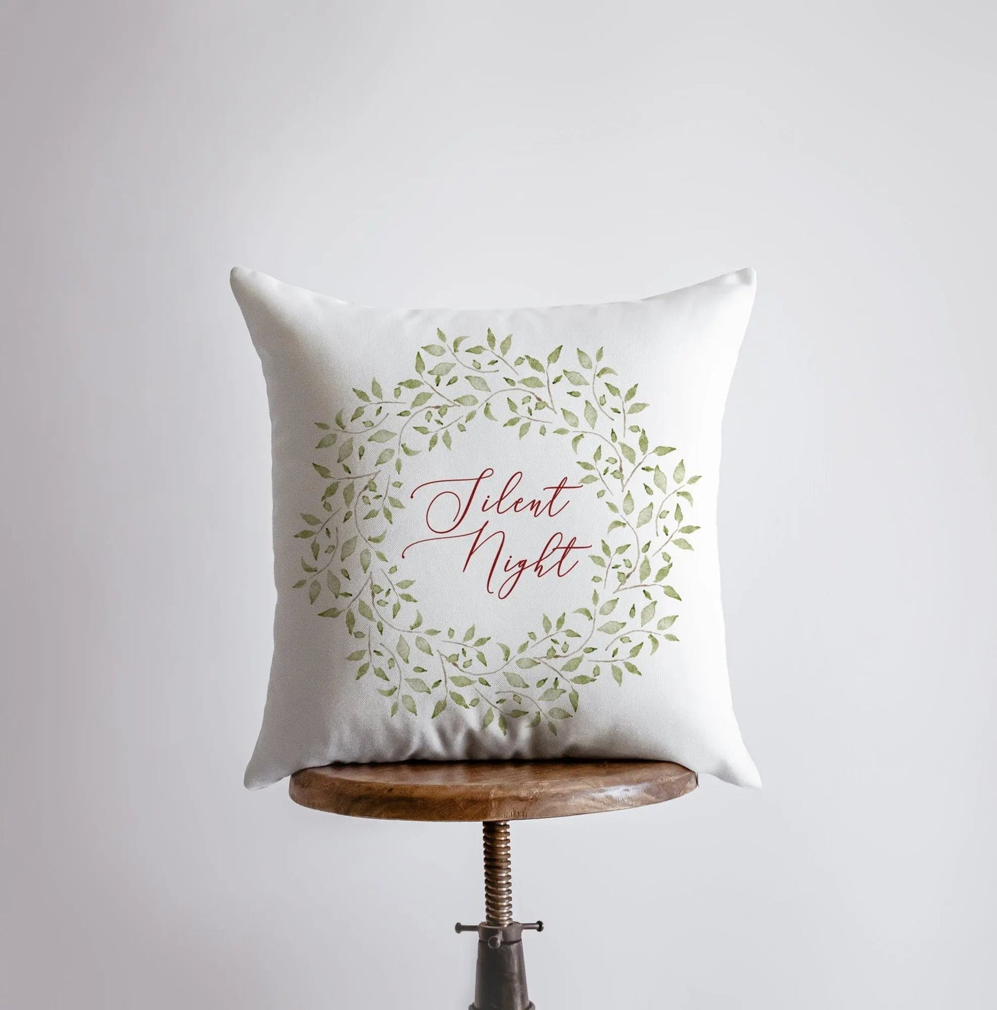 Silent Night Leaf Wreath | Throw Pillow | Christmas Pillow | Home Decor | Christmas Throw Pillows | Home Decor Modern | Farmhouse Decor by UniikPillows