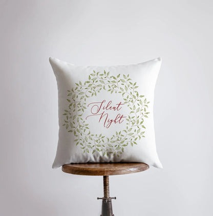 Silent Night Leaf Wreath | Throw Pillow | Christmas Pillow | Home Decor | Christmas Throw Pillows | Home Decor Modern | Farmhouse Decor by UniikPillows