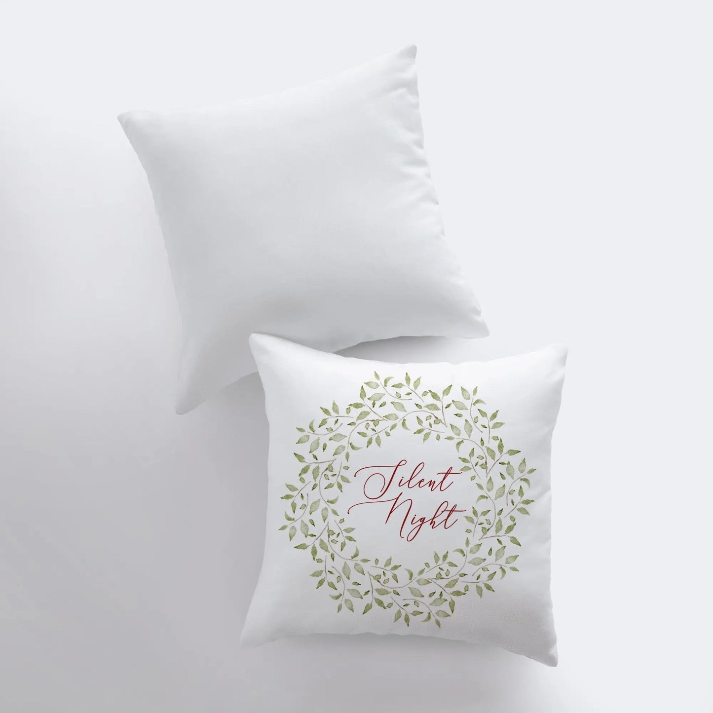 Silent Night Leaf Wreath | Throw Pillow | Christmas Pillow | Home Decor | Christmas Throw Pillows | Home Decor Modern | Farmhouse Decor by UniikPillows