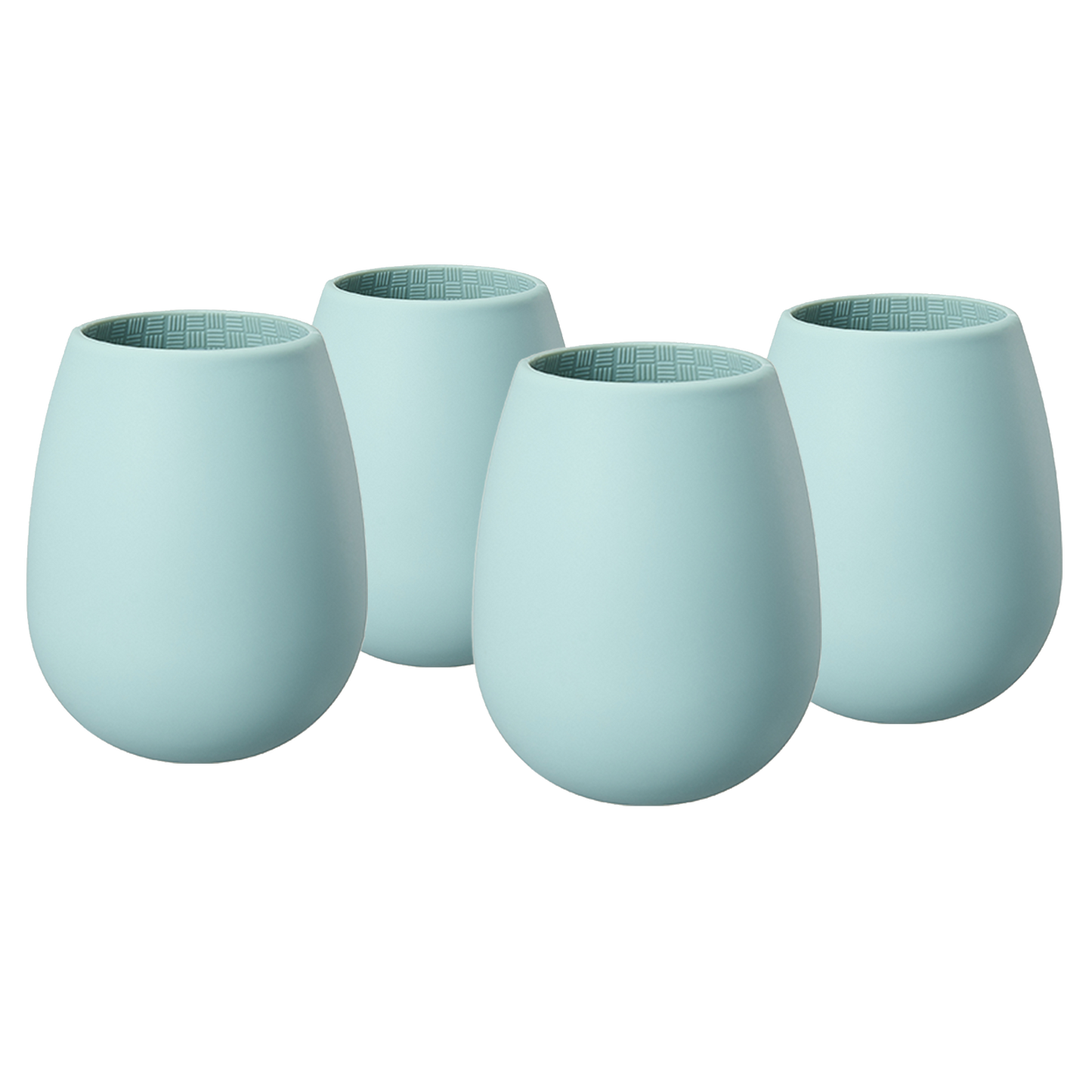 Unbreakable Silicone Stemless Wine Glassware | Set of 4 | Reusable & Shatterproof Tumbler Drinkware for Wine, Water, Cocktails, Champagne Glass for Parties, Camping, Beaches, Boats - (Light Blue) by The Wine Savant