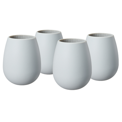 Unbreakable Silicone Stemless Wine Glassware | Set of 4 | Reusable & Shatterproof Tumbler Drinkware for Wine, Water, Cocktails, Champagne Glass for Parties, Camping, Beaches, Boats - (Light Grey) by The Wine Savant