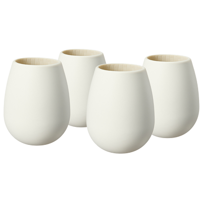 Unbreakable Silicone Stemless Wine Glassware | Set of 4 | Reusable & Shatterproof Tumbler Drinkware for Wine, Water, Cocktails, Champagne Glass for Parties, Camping, Beaches, Boats - (White) by The Wine Savant