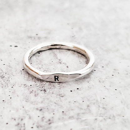 Sterling Silver Initial Stacking Ring by Salt and Sparkle