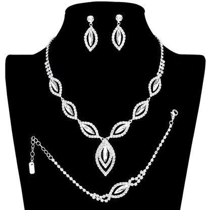 Marquise Rhinestone Necklace Jewelry Set by Madeline Love