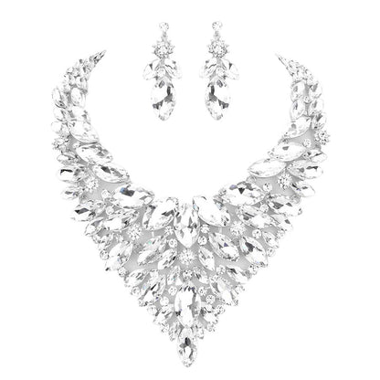 Marquise Stone Cluster Statement Evening Necklace by Madeline Love