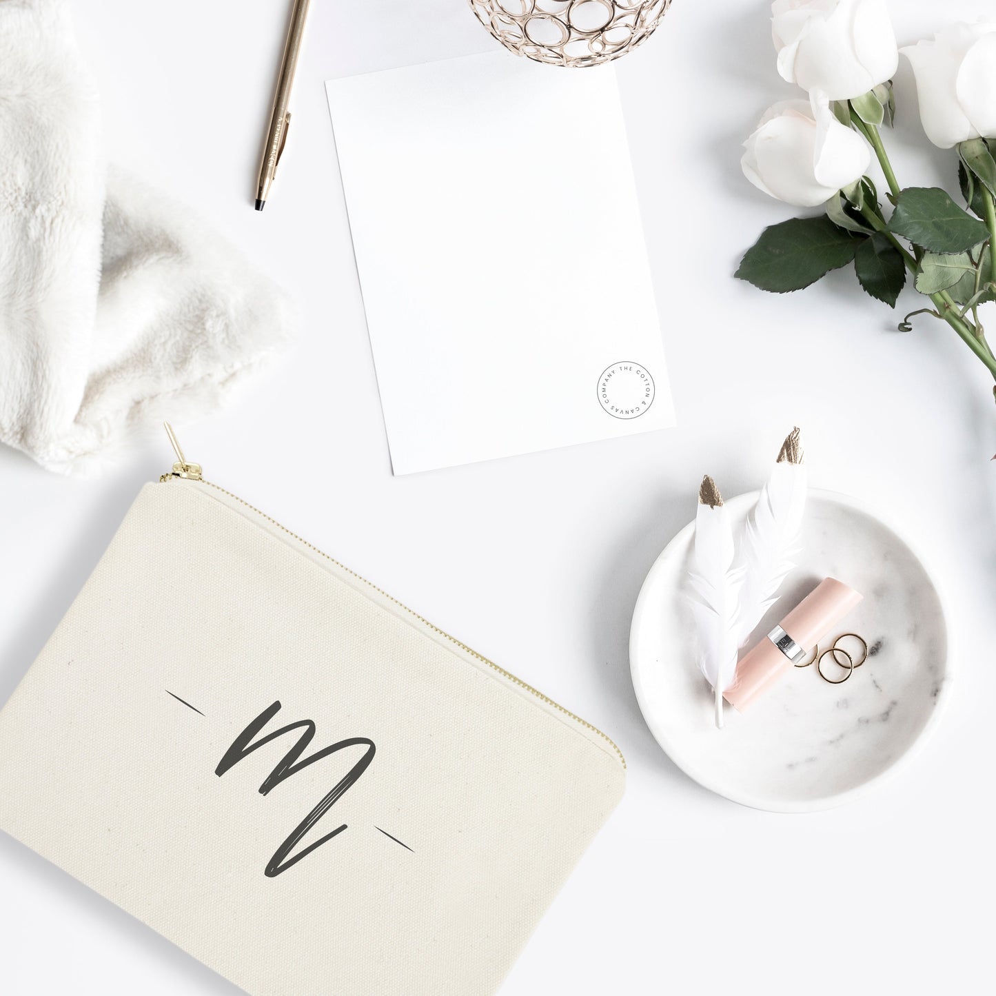 Personalized Handwritten Monogram Cosmetic Bag and Travel Make Up Pouch by The Cotton & Canvas Co.