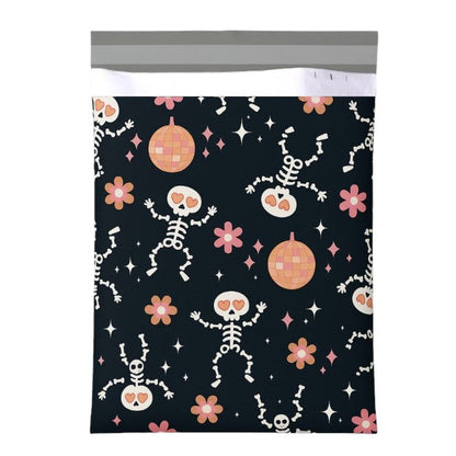 Skeleton Disco Ball Poly Mailers Size 10x13 Halloween Shipping Bags