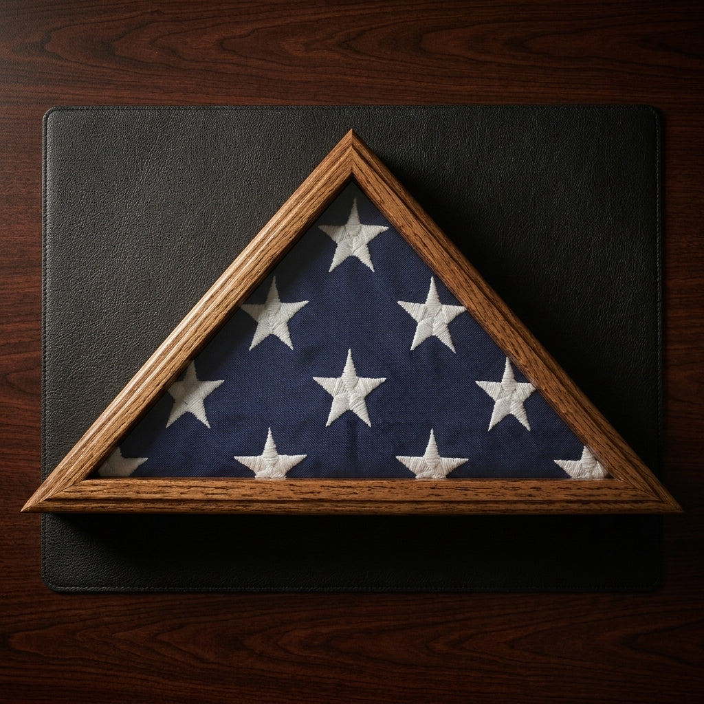 Small 3x5 Flag Display Case - Solid Oak Wood - NOT for Large Burial Size Flag