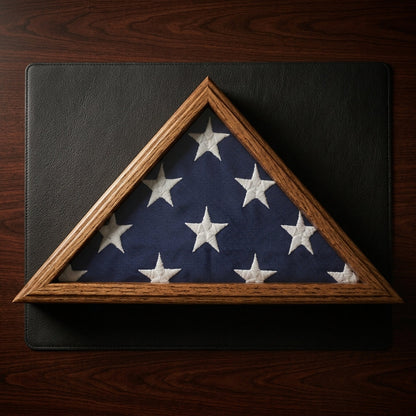 Small 3x5 Flag Display Case - Solid Oak Wood - NOT for Large Burial Size Flag