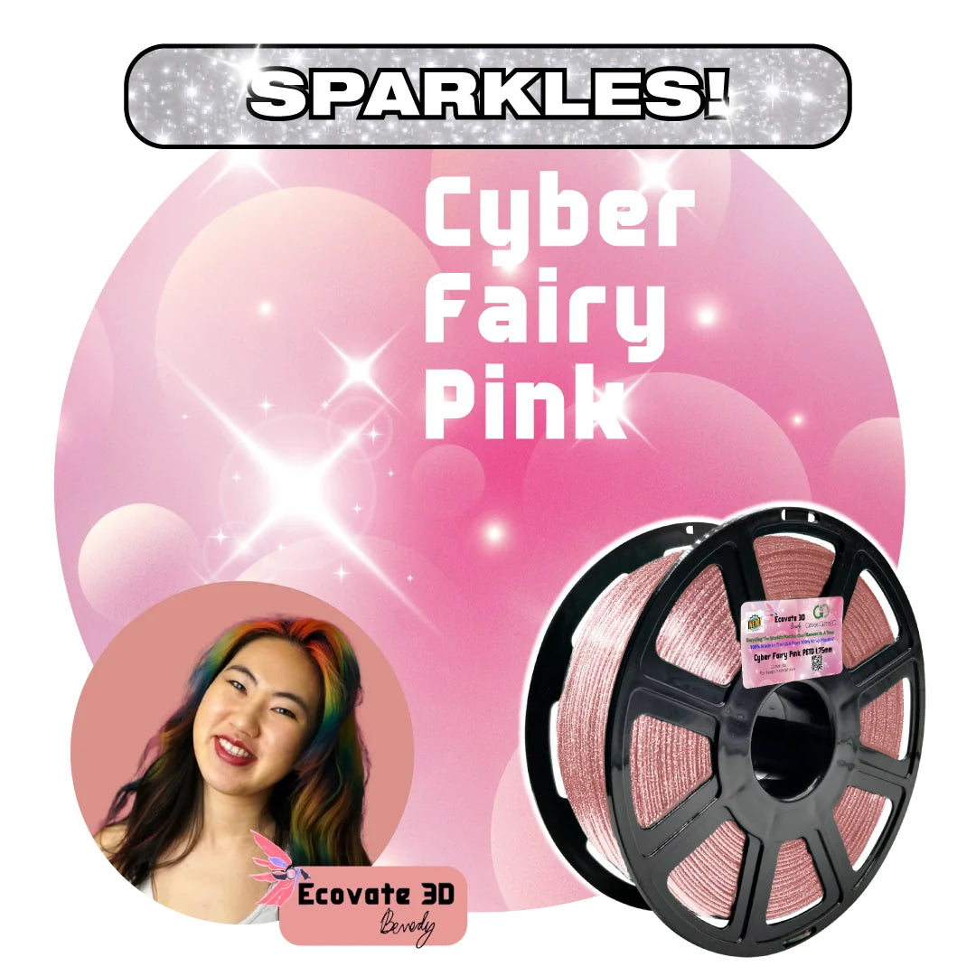 Cyber Fairy Pink: Recycled Translucent Pink PET-G with ✨️SPARKLES✨️