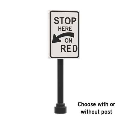 Stop Here on Red Street Sign - Custom Printed 2x3 Tile - Made Using LEGO® Parts