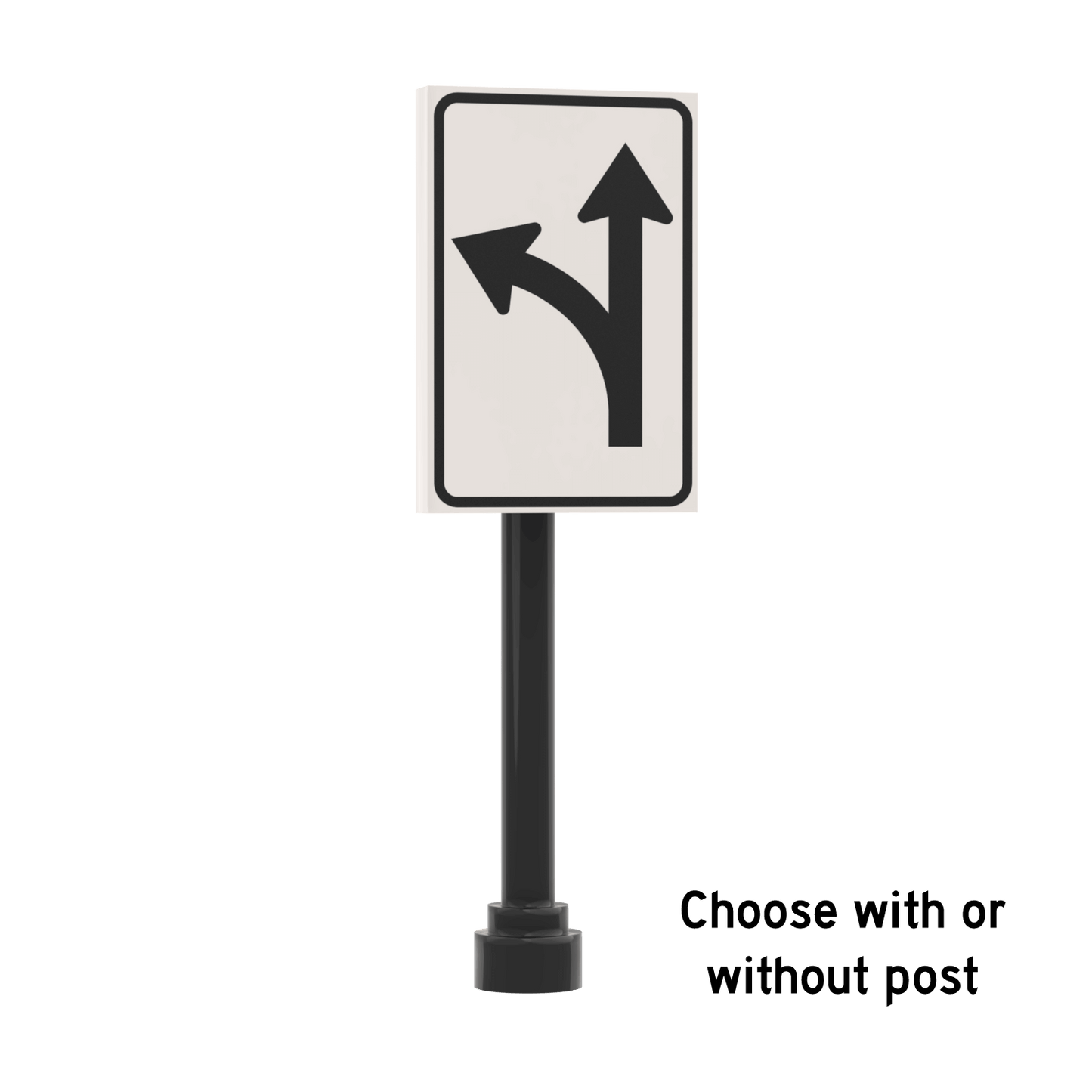 Straight and Left Turn Only Sign - Custom Printed 2x3 Tile - Made Using LEGO® Parts