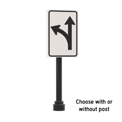 Straight and Left Turn Only Sign - Custom Printed 2x3 Tile - Made Using LEGO® Parts