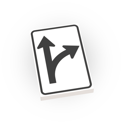 Straight and RIght Turn Only Sign - Custom Printed 2x3 Tile - Made Using LEGO® Parts