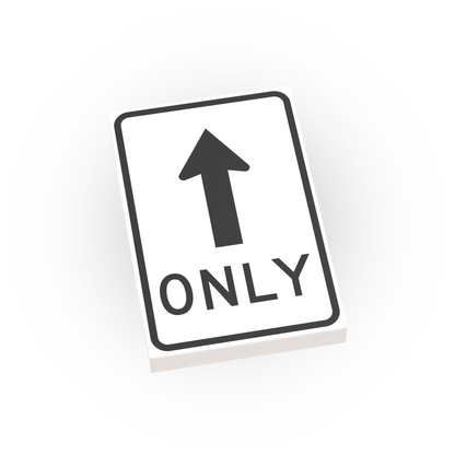 Straight Only Sign - Custom Printed 2x3 Tile - Made Using LEGO® Parts