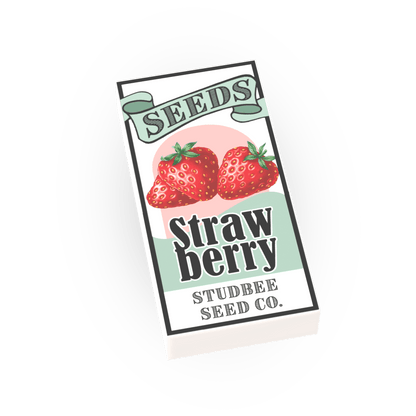 Seed Packet, Strawberry - Custom Printed Minifig Scale Tile - Made Using LEGO® parts