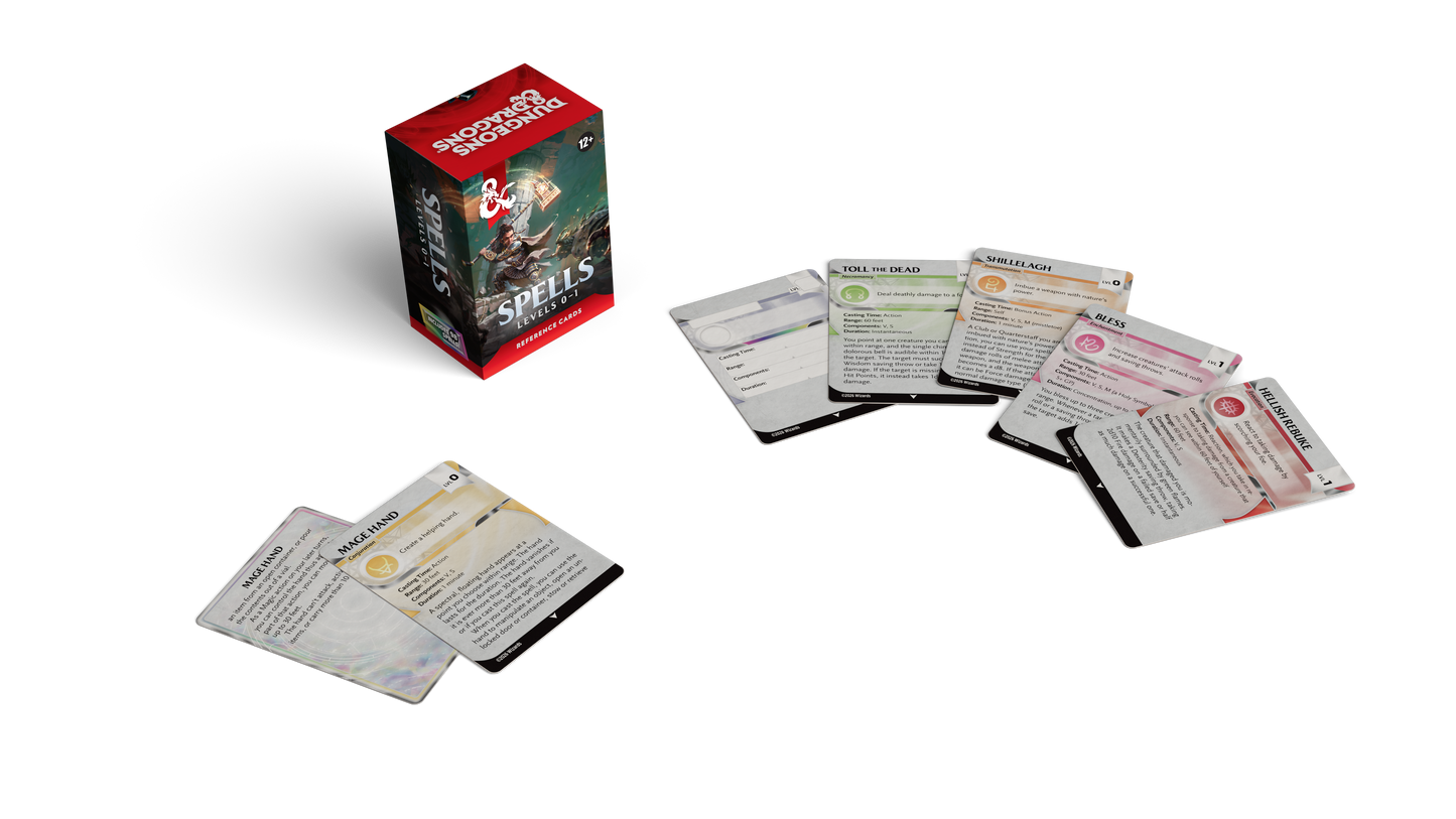 D&D: Reference Cards - Spells: Levels 0–1