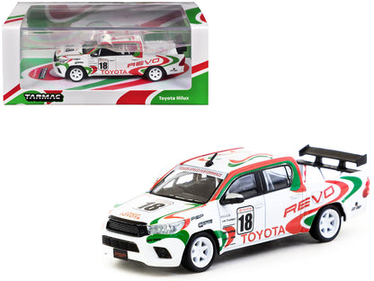 Toyota Hilux Pickup Truck RHD (Right Hand Drive) #18 White with Red and Green Graphics "Hobby64" Series 1/64 Diecast Model Car by Tarmac Works  free shipping USA