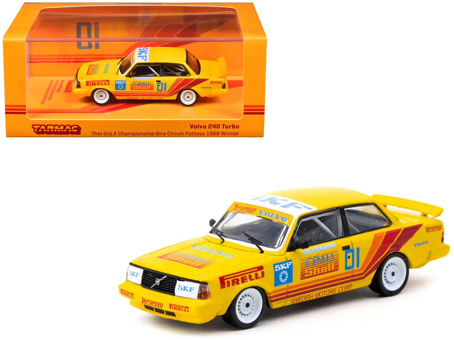 Volvo 240 Turbo #01 Per-Gunnar Andersson Winner "Thai Group A Championship Bira Circuit Pattaya" (1988) "Hobby64" Series 1/64 Diecast Model Car by Tarmac Works  free shipping USA
