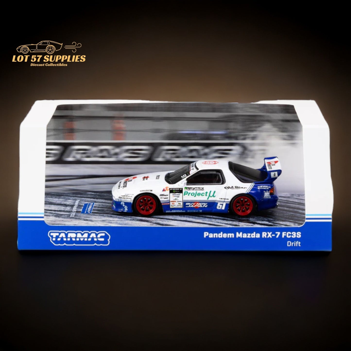 Tarmac Works Mazda RX-7 (FC3S) PANDEM in Drift Livery 1:64