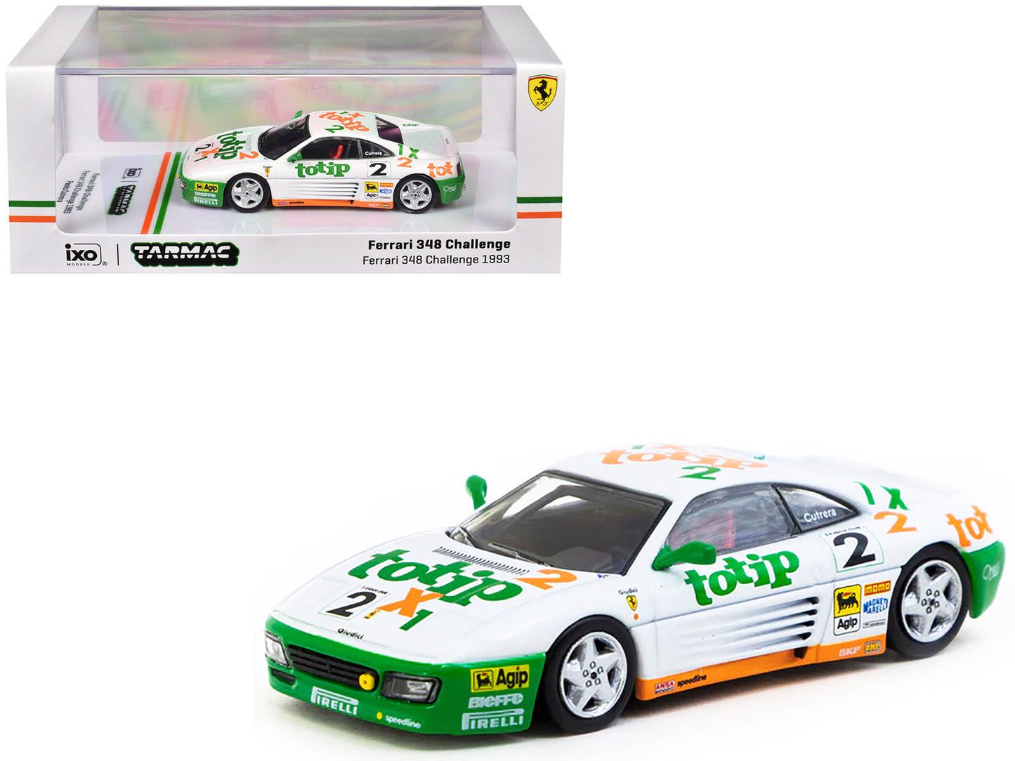 Ferrari 348 Challenge #2 Paolo Cutrera "Ferrari 348 Challenge" (1993) "Hobby64" Series 1/64 Diecast Model Car by Tarmac Works  free shipping USA