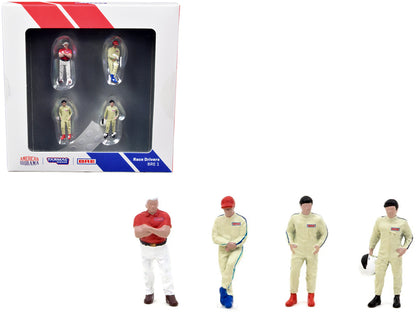 "Race Drivers" 4 Piece Diecast Figure Set "BRE" for 1/64 Scale Models by Tarmac Works & American Diorama  free shipping USA