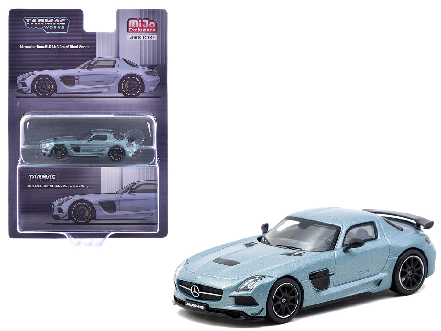 Mercedes-Benz SLS AMG Coupe Black Series Matte Blue Metallic "Global64" Series 1/64 Diecast Model by Tarmac Works  free shipping USA