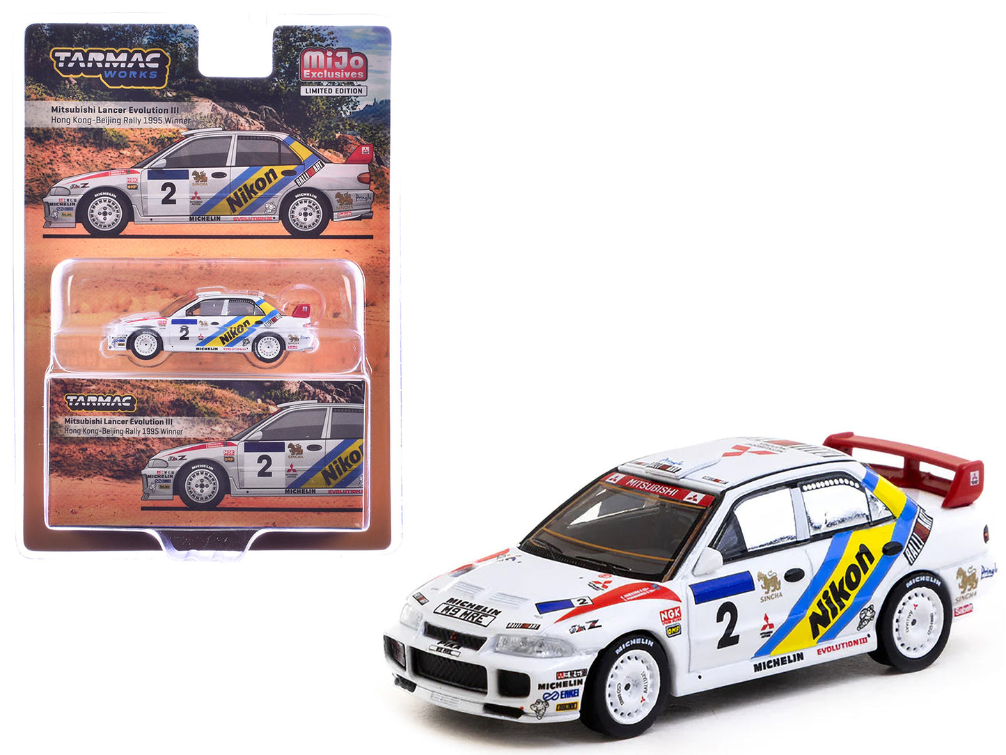 Mitsubishi Lancer Evolution III #2 Kenneth Eriksson - Staffan Parmander Winner "Hong Kong-Beijing Rally" (1995) "Global64" Series 1/64 Diecast Model by Tarmac Works  free shipping USA
