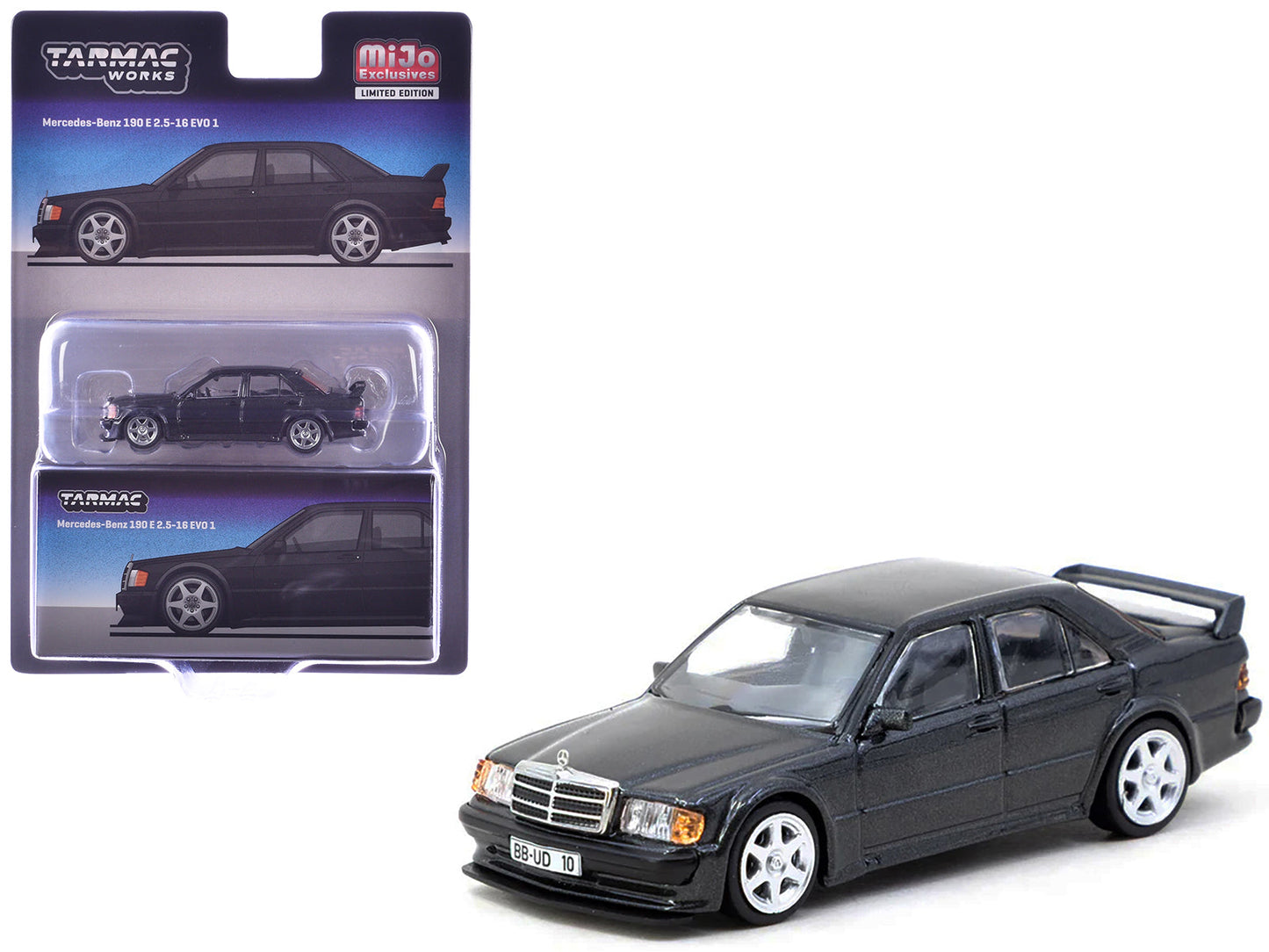 Mercedes-Benz 190 E 2.5-16 EVO 1 Blue-Black Metallic "Global64" Series 1/64 Diecast Model by Tarmac Works  free shipping USA