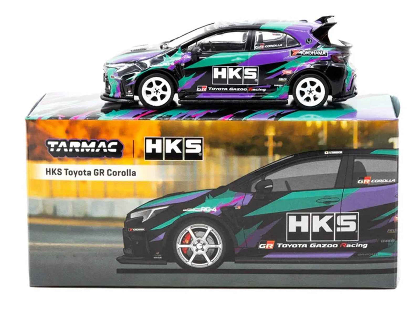 Toyota GR Corolla RHD (Right Hand Drive) "HKS" Black with Graphics "Global64" Series 1/64 Diecast Model by Tarmac Works