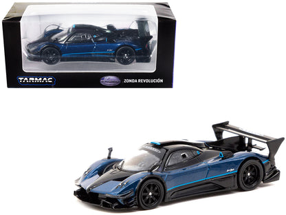 Pagani Zonda Revolucion Blue Metallic and Black with Light Blue Stripes "Global64" Series 1/64 Diecast Model Car by Tarmac Works  free shipping USA