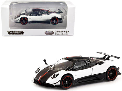 Pagani Zonda Cinque Bianco Benny White and Black "Global64" Series 1/64 Diecast Model Car by Tarmac Works  free shipping USA