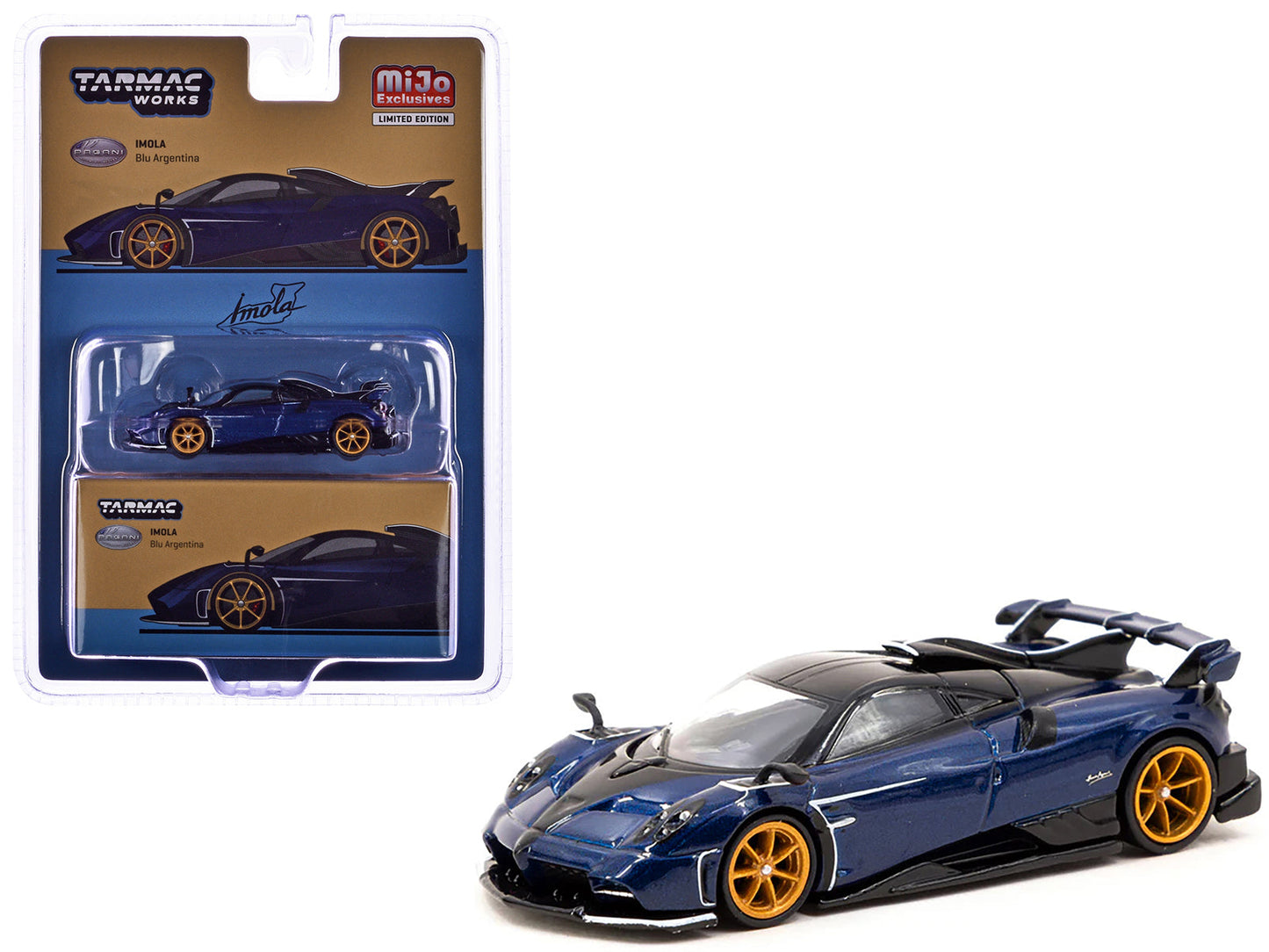Pagani Imola Argentina Blue Metallic with Black Top "Global64" Series 1/64 Diecast Model by Tarmac Works  free shipping USA