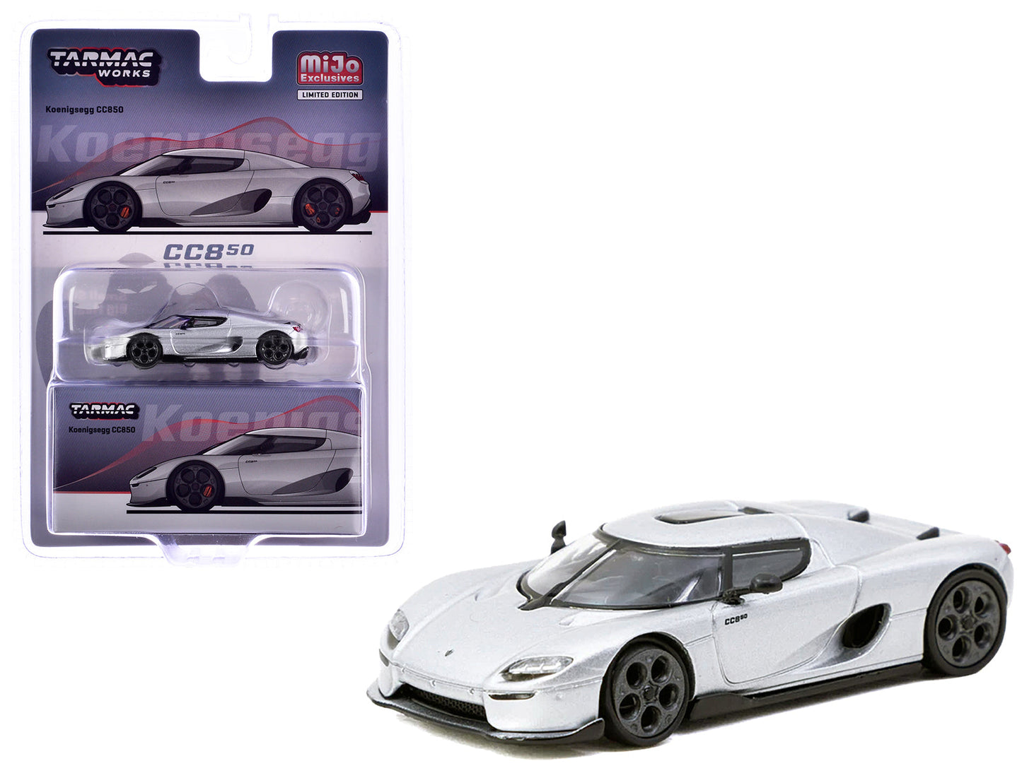 Koenigsegg CC850 Silver Metallic "Global64" Series 1/64 Diecast Model by Tarmac Works  free shipping USA
