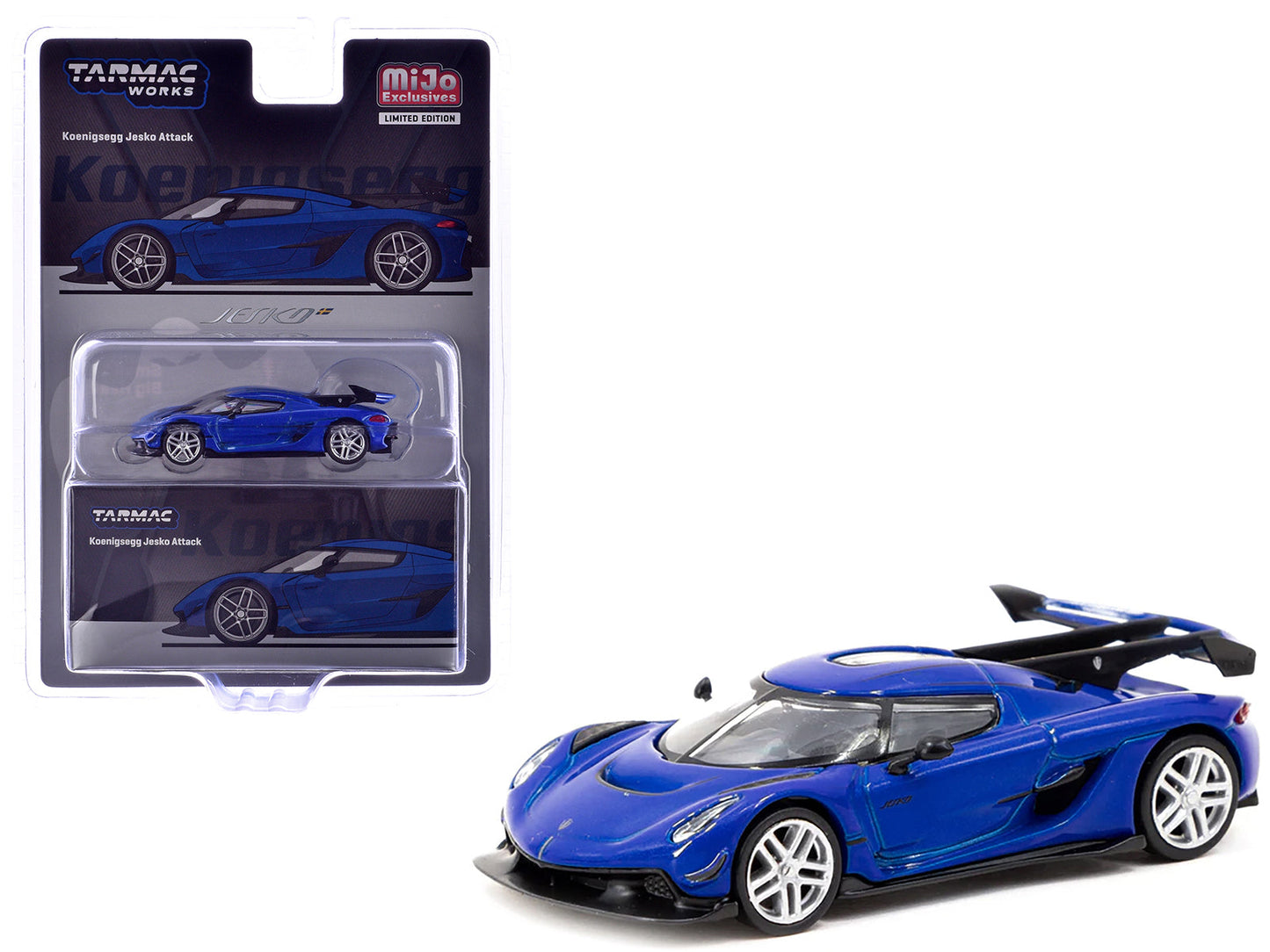 Koenigsegg Jesko Attack Blue Metallic "Global64" Series 1/64 Diecast Model by Tarmac Works  free shipping USA