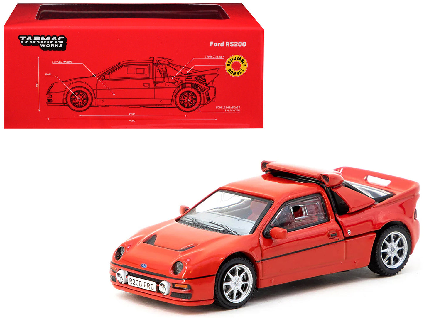 Ford RS200 Red "Hobby64" Series 1/64 Diecast Model Car by Tarmac Works  free shipping USA